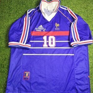 Zidane France 1998 WORLD CUP FINAL Home Soccer Jersey Shirt XL